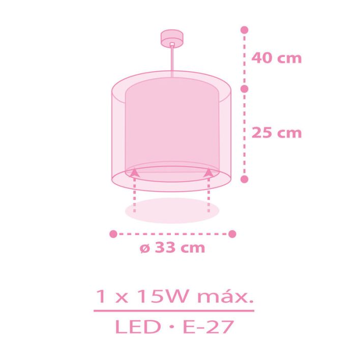 Roze kinderkamer hanglamp kunststof, Unicorn