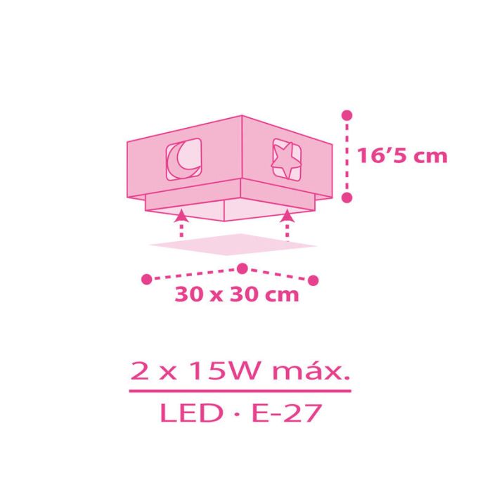 Roze kinderkamer plafondlamp kunststof, Maan en sterren