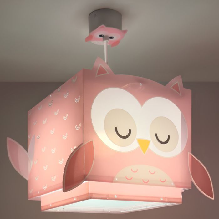 Roze kinderkamer hanglamp kunststof, Uiltjes