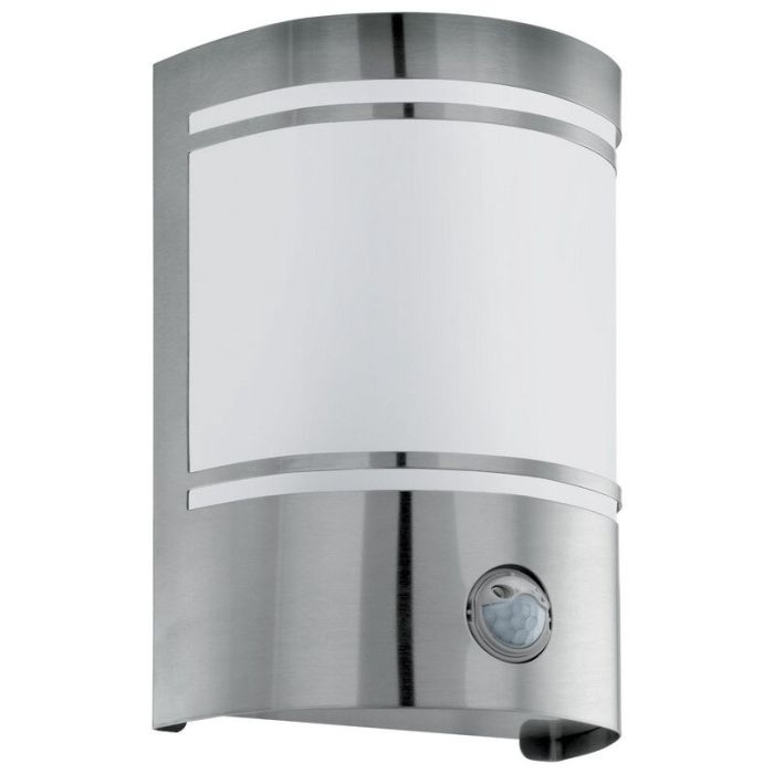 Zilveren moderne buiten wandlamp met bewegingssensor glas, Aartje, IP44