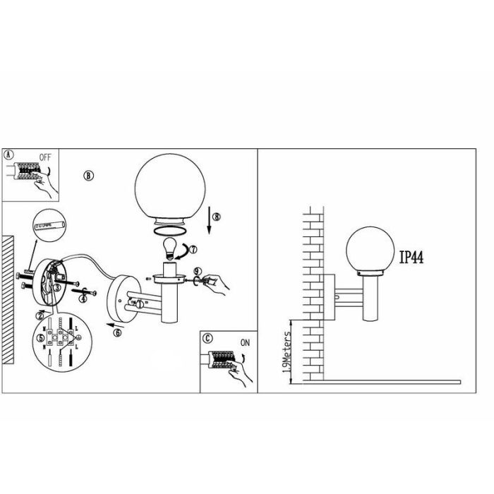 Zilveren buitenlamp rvs, Baukje, IP44