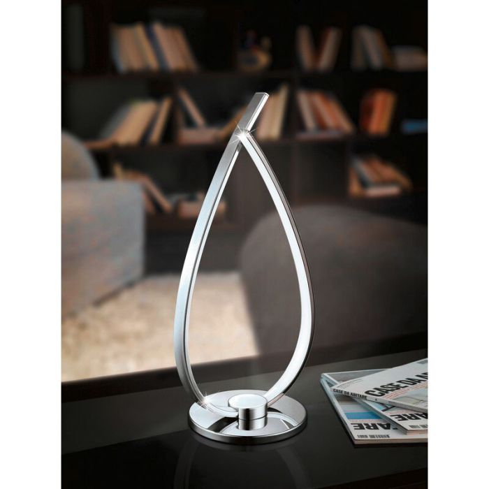 Chromen moderne tafellamp kunststof, Therese, 14W, 3000K LED, met schakelaar