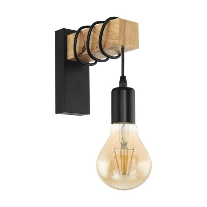Zwarte landelijke wandlamp, Anton, staal