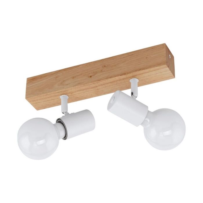 Bruine landelijke plafondspot, Anton, hout, 2 lampen