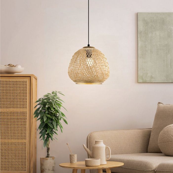 Landelijke hanglamp hout, Nicole