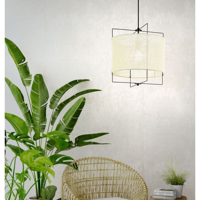 Beige landelijke hanglamp stof, Annegien