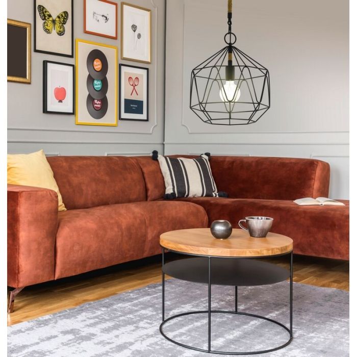 Zwarte industriële hanglamp metaal, Nicki