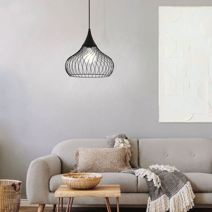 Zwarte industriële hanglamp staal, Vanessa