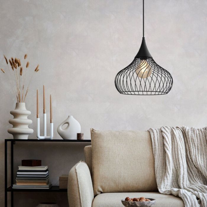 Zwarte industriële hanglamp staal, Vanessa