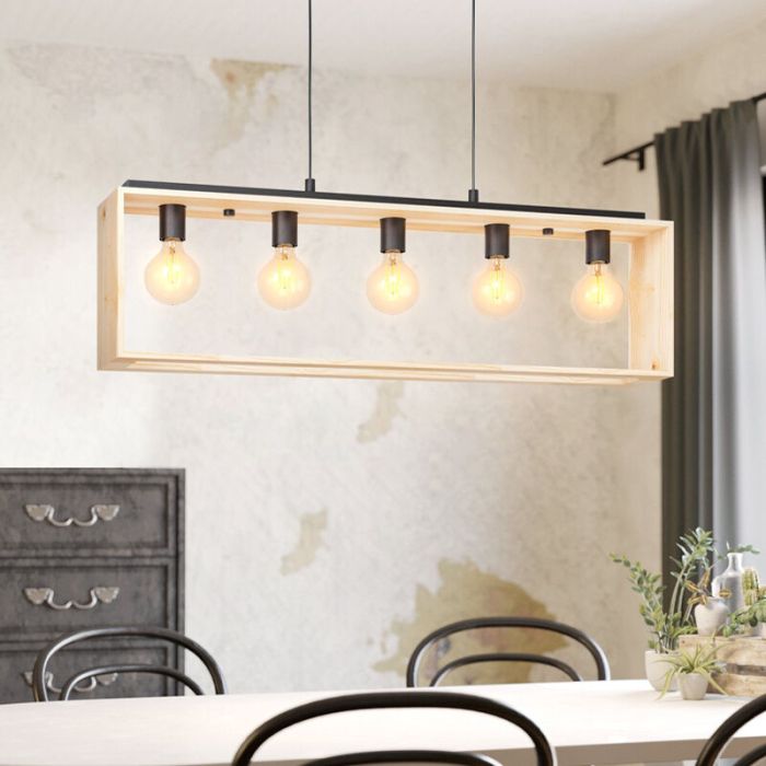 Landelijke hanglamp hout, Olaf