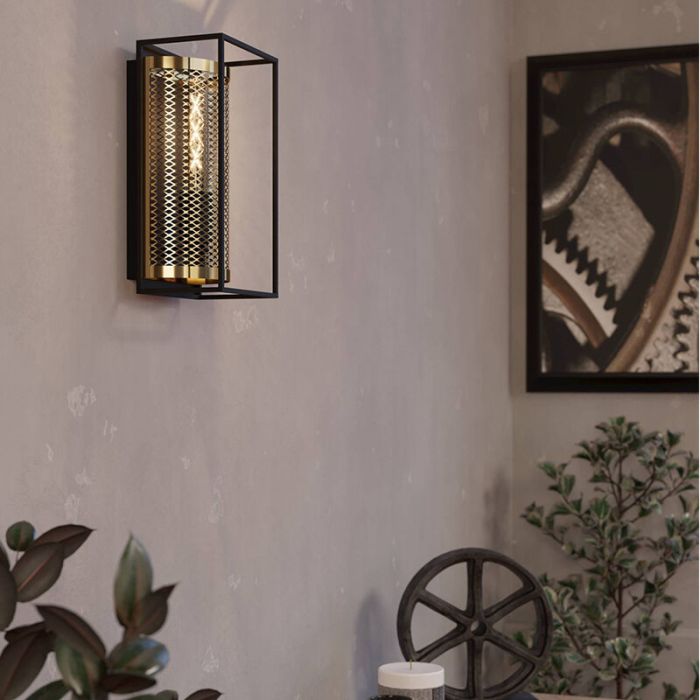 Zwarte industriële wandlamp aluminium, Mauricio