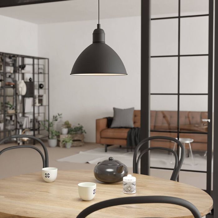 Zwarte industriële hanglamp aluminium, Nuno
