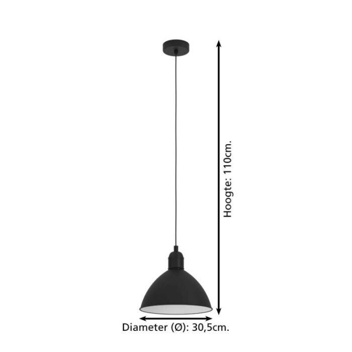 Zwarte industriële hanglamp aluminium, Nuno