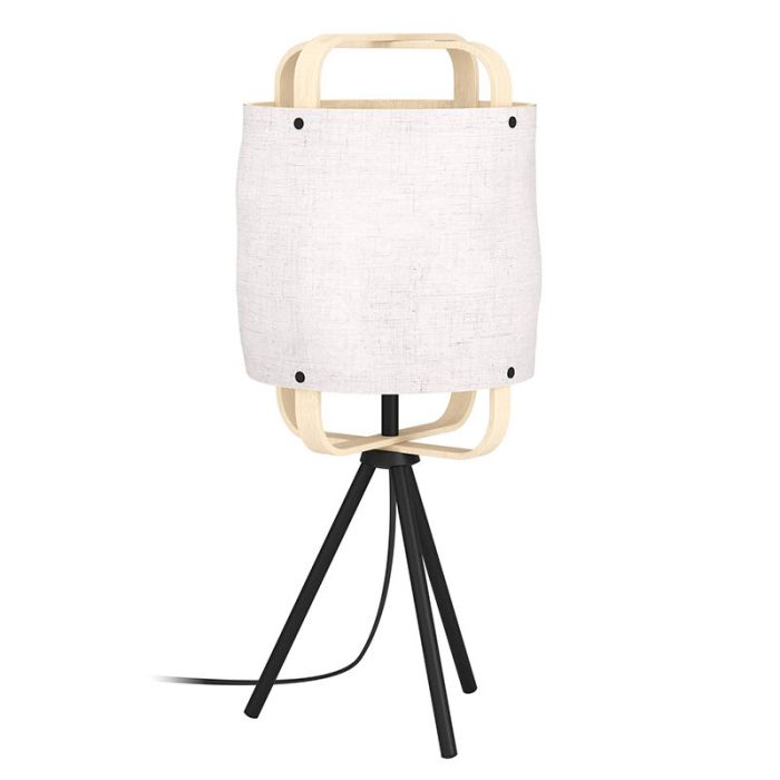 Witte retro tafellamp stof, Rocco, met schakelaar