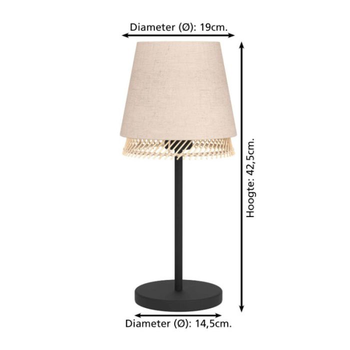 Beige tafellamp stof, Ruby, met schakelaar