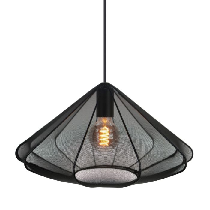 Zwarte industriële hanglamp staal, Agnese