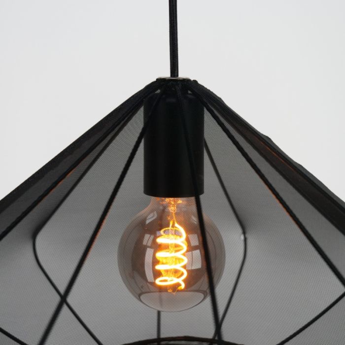 Zwarte industriële hanglamp staal, Agnese