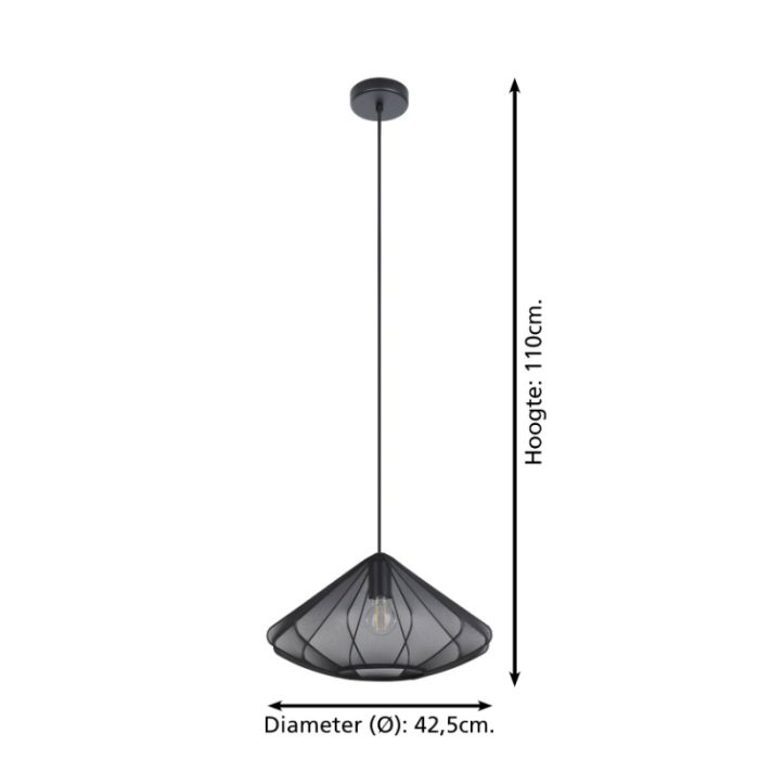 Zwarte industriële hanglamp staal, Agnese