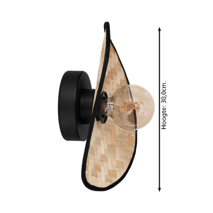 Bruine landelijke wandlamp hout, Jillah