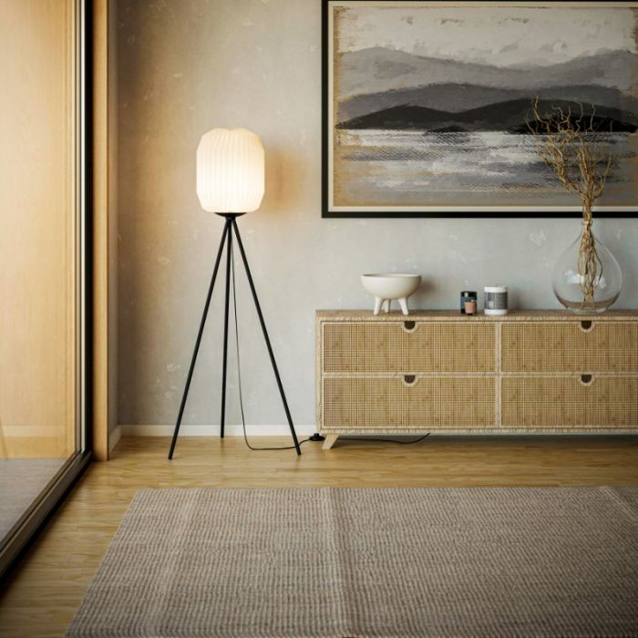 Papieren vloerlamp wit, Kars, met schakelaar