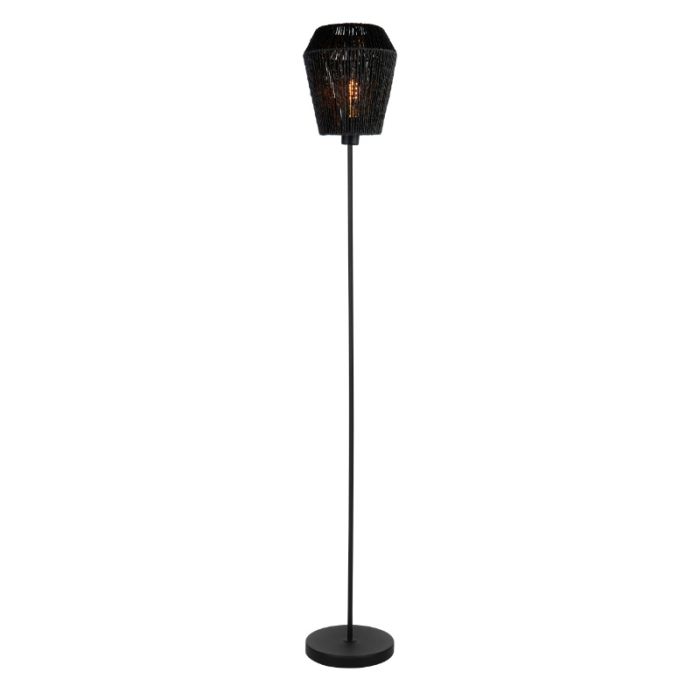 Papieren vloerlamp zwart, Caine, met schakelaar