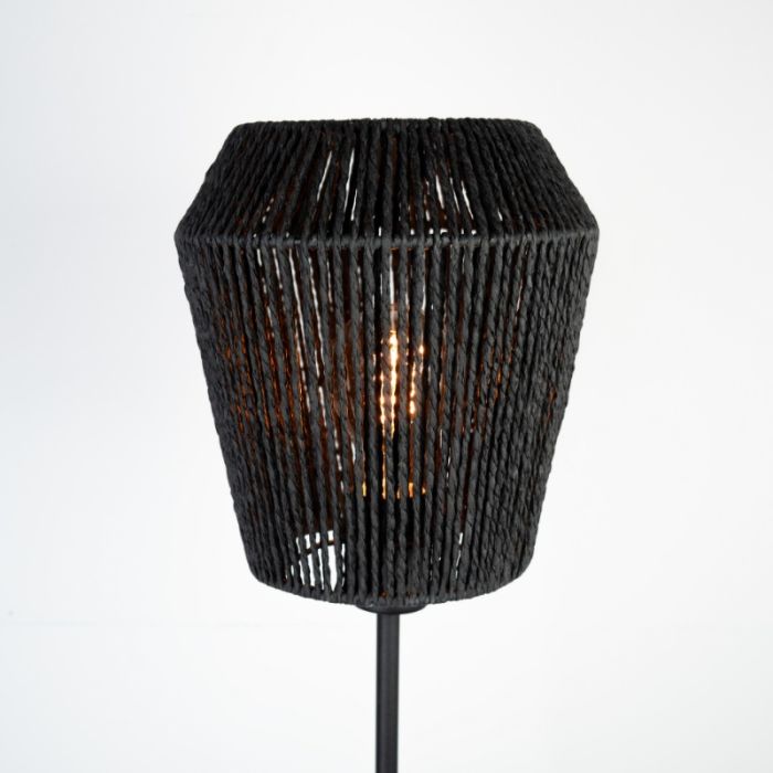Papieren vloerlamp zwart, Caine, met schakelaar