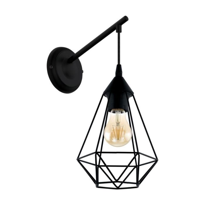 Zwarte industriële wandlamp staal, Costel