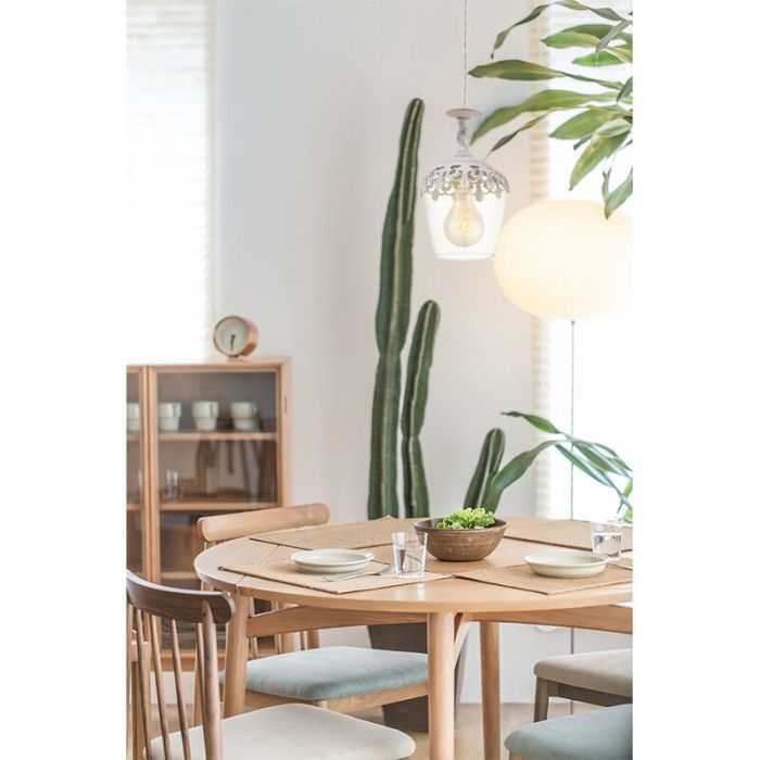 Witte landelijke hanglamp glas, Fredda