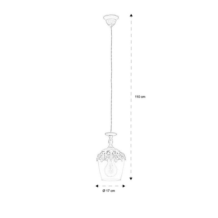 Witte landelijke hanglamp glas, Fredda
