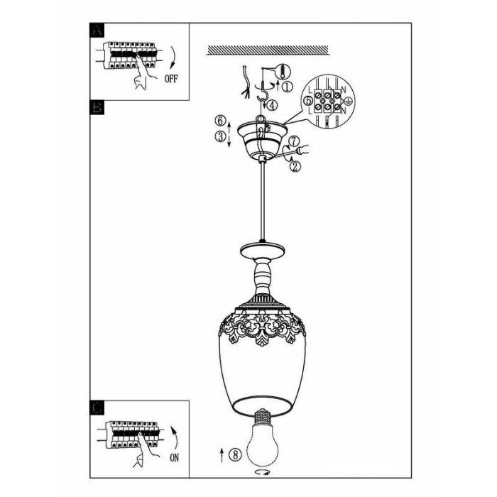 Witte landelijke hanglamp glas, Fredda