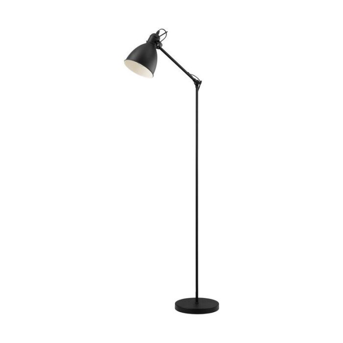 Zwarte industriële vloerlamp metaal, Lavinio, met schakelaar