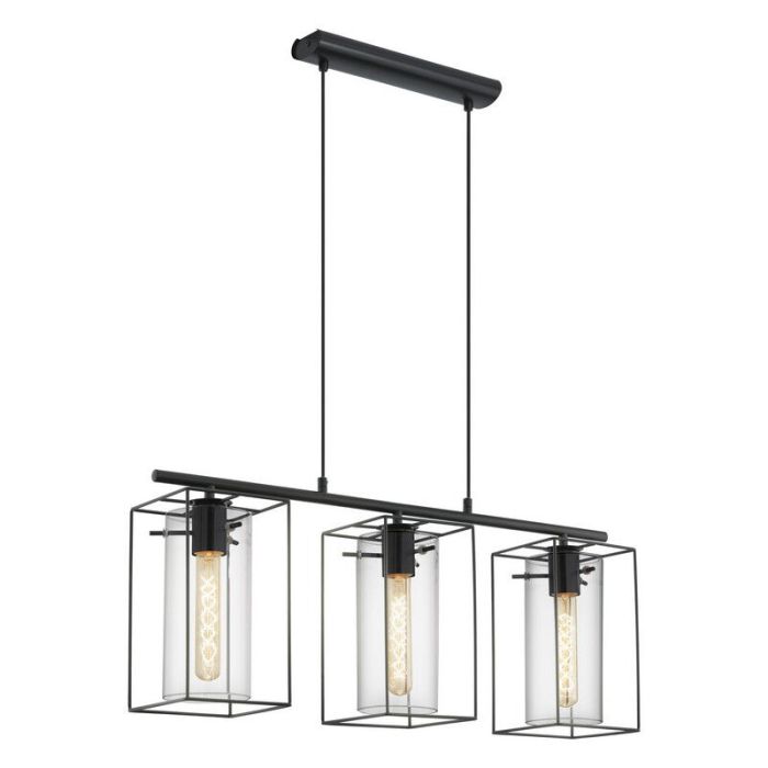 Zwarte industriële hanglamp glas, Aprica