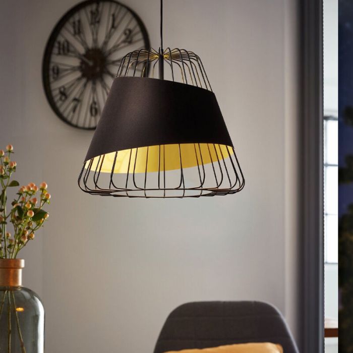 Zwarte retro hanglamp metaal, Joost