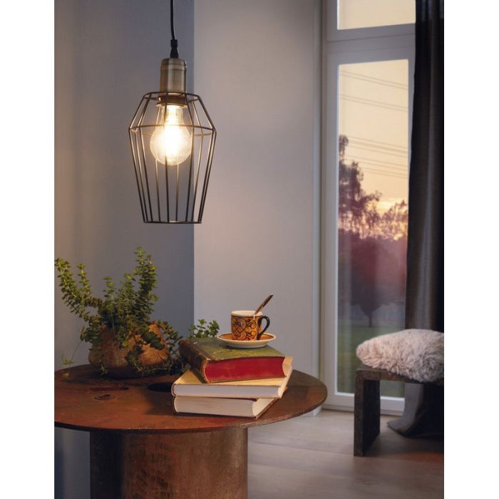 Zwarte industriële hanglamp metaal, Aimen
