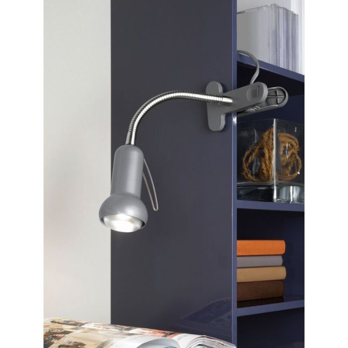 Zilveren klemlamp Okko, staal