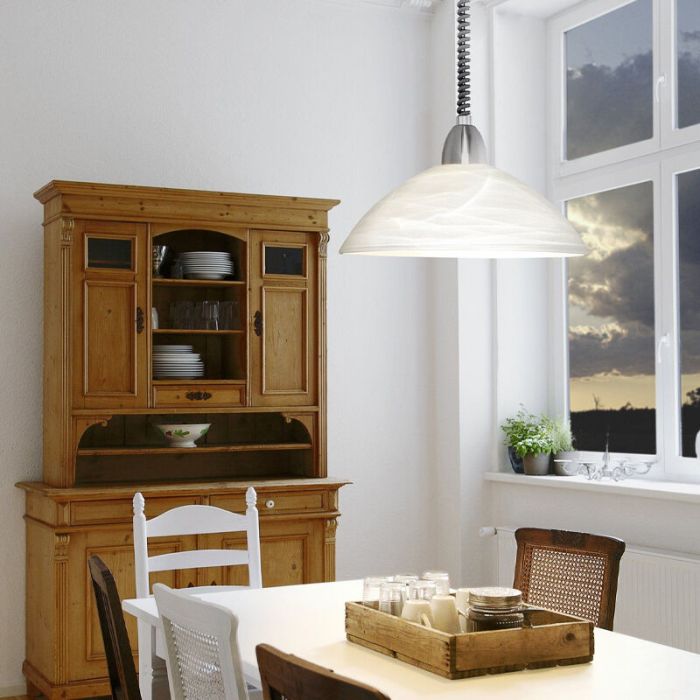 Witte klassieke hanglamp glas, Brandon