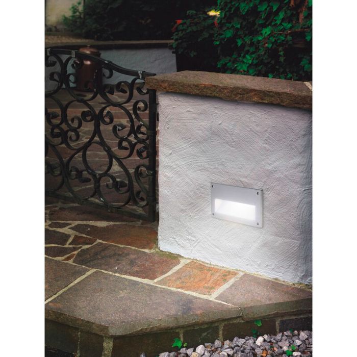 Witte inbouw buiten wandlamp aluminium, Anke, IP44