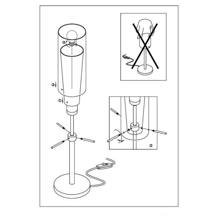 Chromen design tafellamp glas, Barceno, met schakelaar