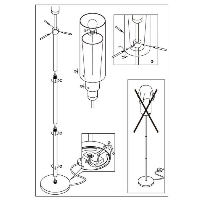 Chromen design vloerlamp glas, Barceno, met schakelaar