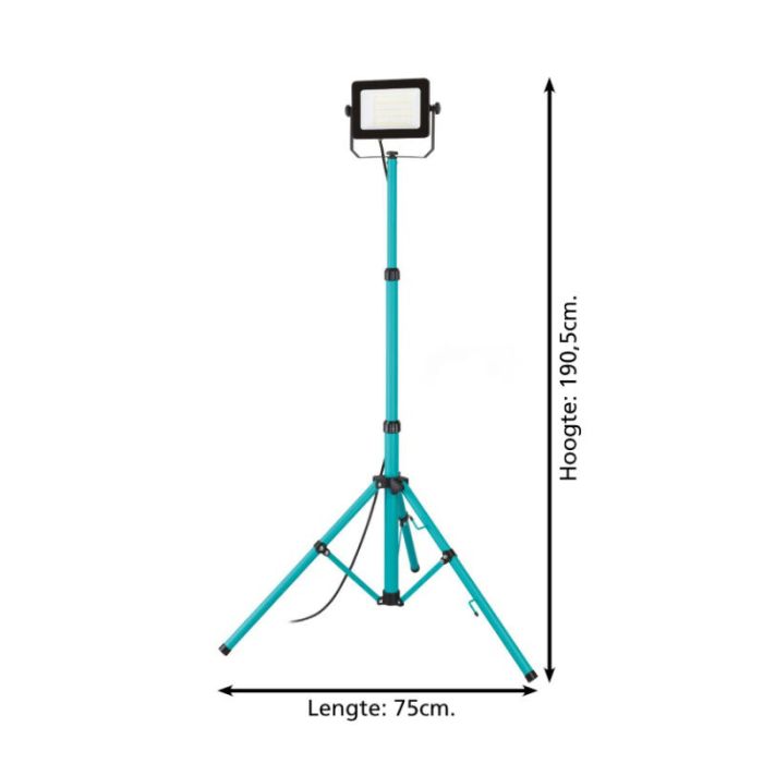 Blauwe werklamp aluminium, Angelos, 52W, 4000K LED, IP65, met schakelaar