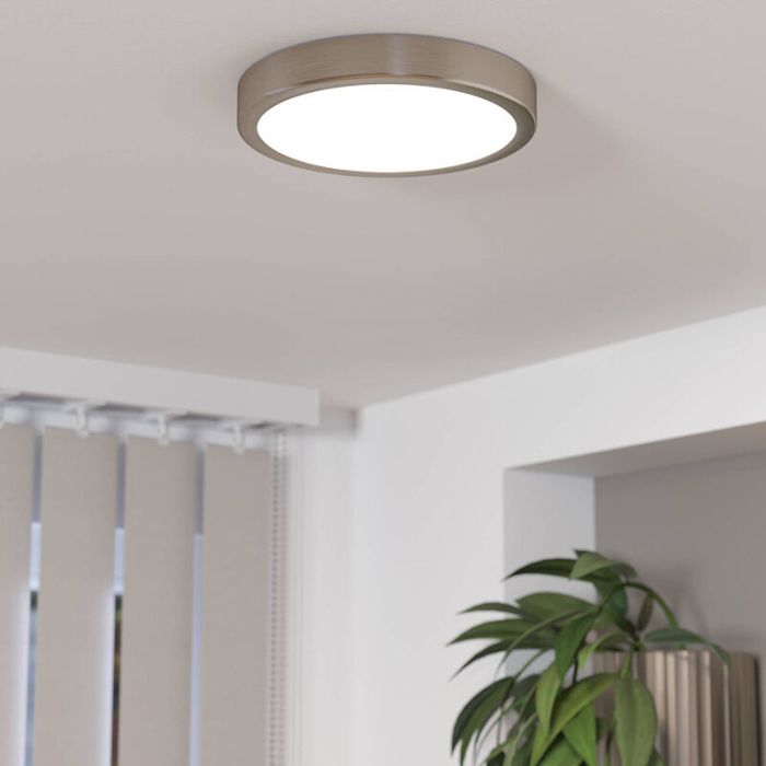 Nikkelen plafonnière staal, Geraldo, 17W, 3000K LED