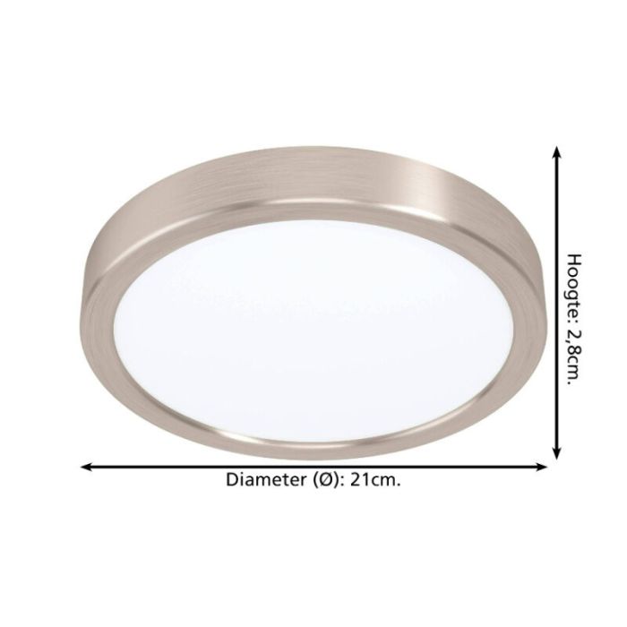 Nikkelen plafonnière staal, Geraldo, 17W, 3000K LED