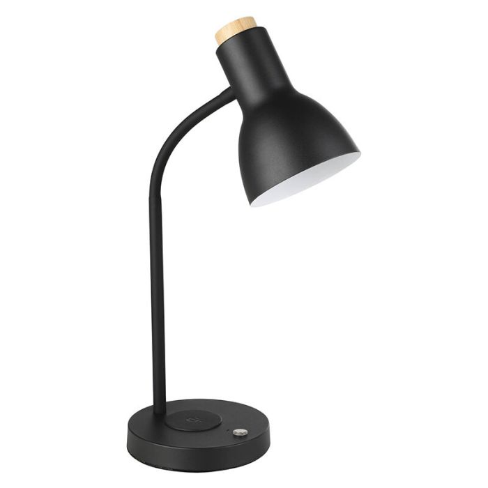 Zwarte moderne tafellamp aluminium, Serena, 5,5W, 3000K LED, met touchdimmer