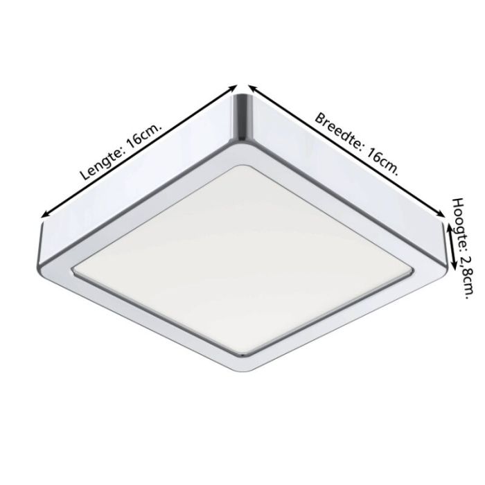 Chromen badkamer plafondlamp kunststof, Geraldo, 11W, 3000K LED, IP44