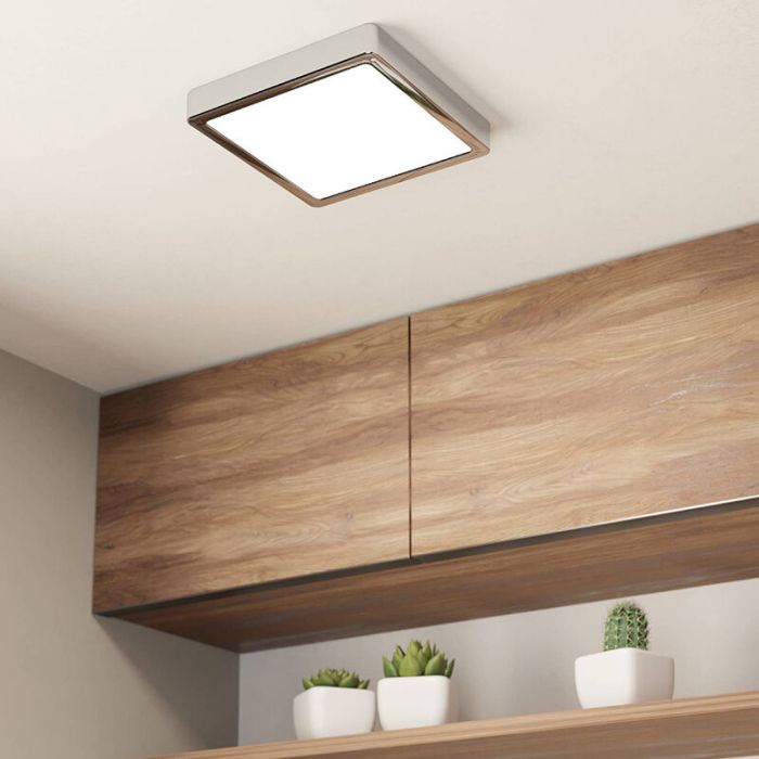 Chromen badkamer plafondlamp kunststof, Geraldo, 17W, 3000K LED, IP44