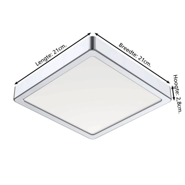 Chromen badkamer plafondlamp kunststof, Geraldo, 17W, 3000K LED, IP44