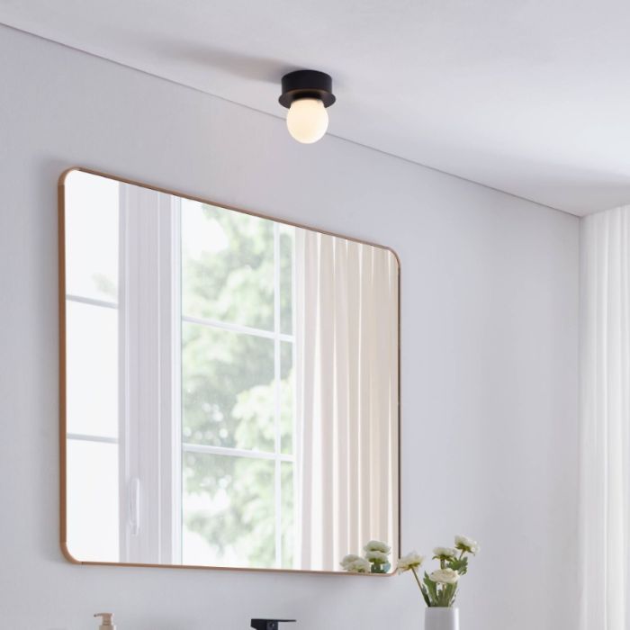 Zwarte moderne plafondlamp staal, Escha, 3,3W, 3000K LED
