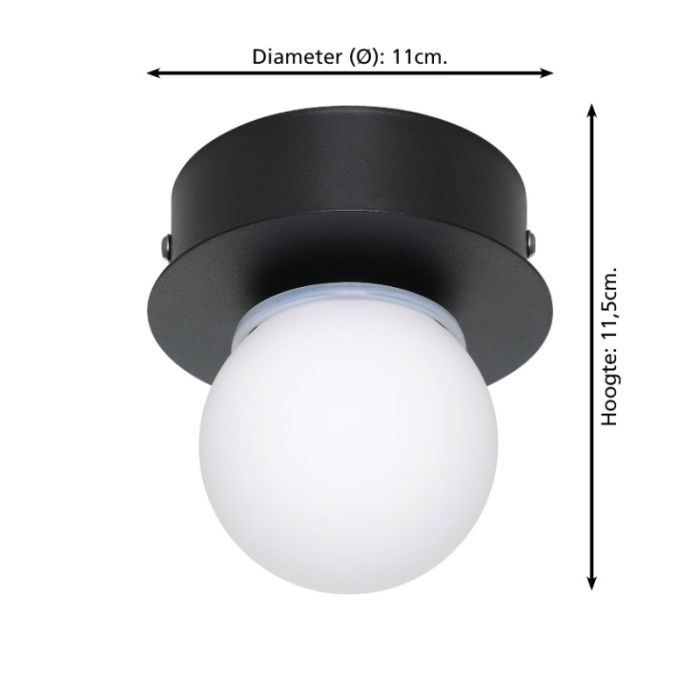 Zwarte moderne plafondlamp staal, Escha, 3,3W, 3000K LED