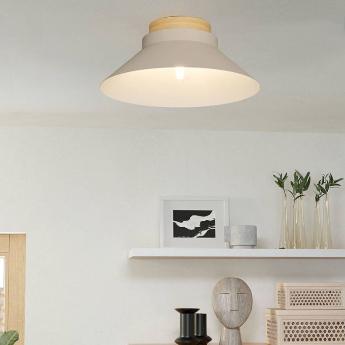 Beige plafondlamp hout, Lucy
