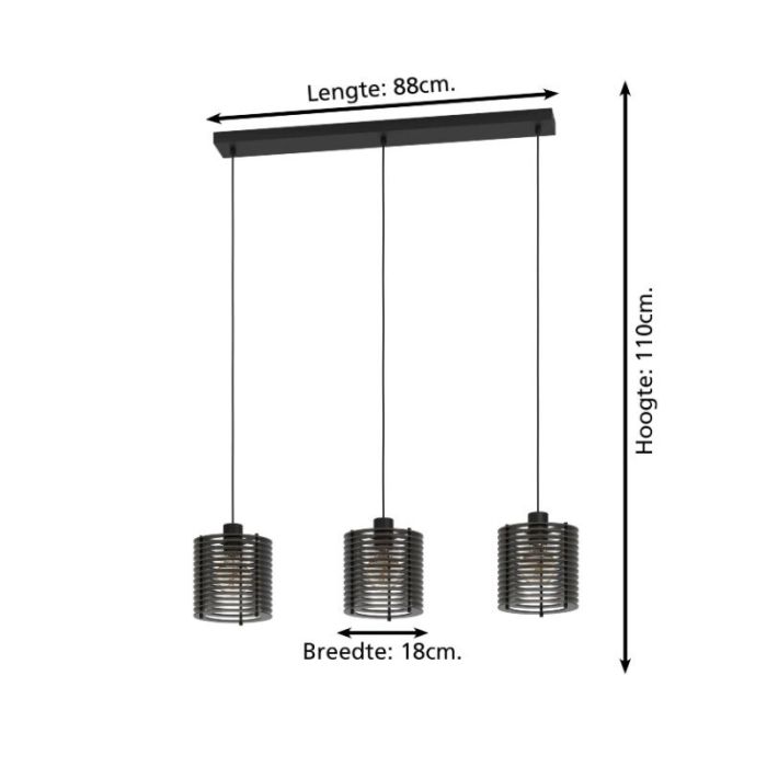 Zwarte industriële hanglamp hout, Randy